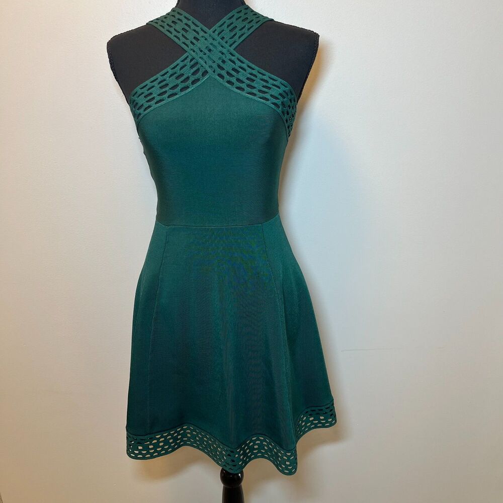 Marciano by Guess Dark Green Luana Fit and Flare Dress Size 4 NWOT